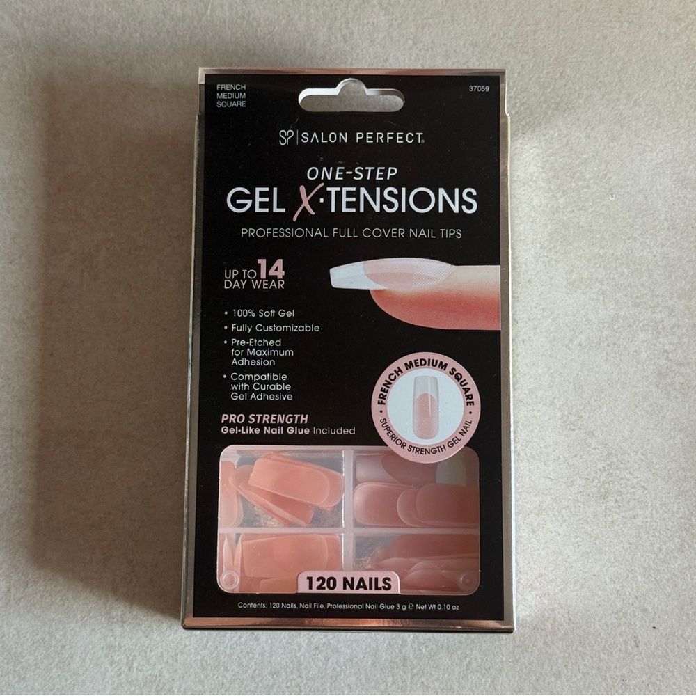 Salon Perfect One-Step Gel X-Tensions – French Medium Square Full Cover Tips - Picture 1 of 2